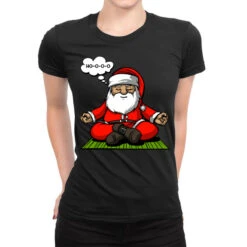 Santa Yoga Meditation Ladies Fitted T-Shirt