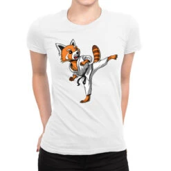 Red Panda Karate Ninja Ladies Fitted T-Shirt