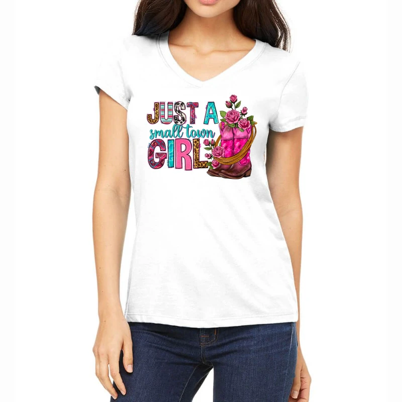 Just A Small Town Girl Women's V-Neck T-Shirt 3 Just A Small Town Girl Women's V-Neck T-Shirt