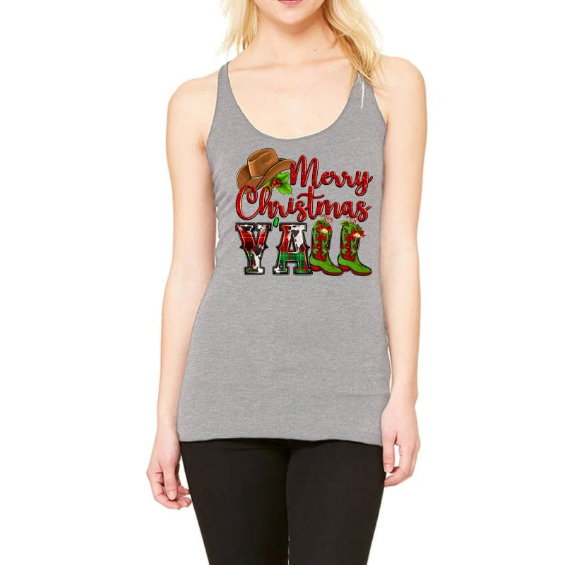 Merry Christmas Y'all Cowboy Racerback Tank 3 Merry Christmas Y'all Cowboy Racerback Tank