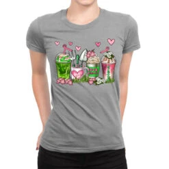 Botanic Coffee Cups Ladies Fitted T-Shirt