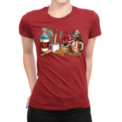 Bakery Coffee Cups Ladies Fitted T-Shirt