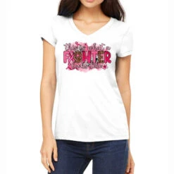 This Is What A Fighter Looks Like Breast Cancer Women's V-Neck T-Shirt