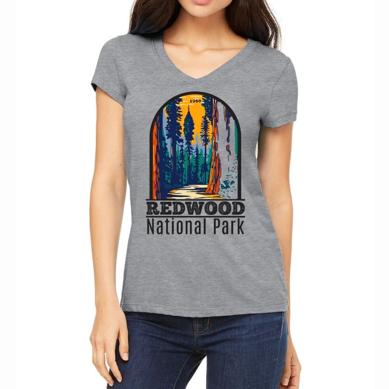 Redwood National Park Women's V-Neck T-Shirt 3 Redwood National Park Women's V-Neck T-Shirt