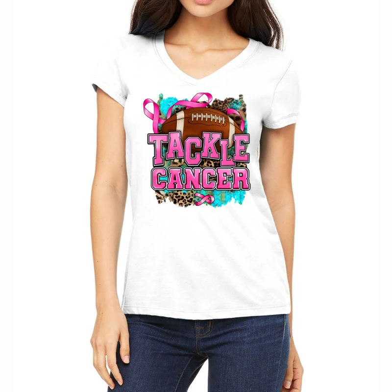 Tackle Cancer Women's V-Neck T-Shirt 3 Tackle Cancer Women's V-Neck T-Shirt