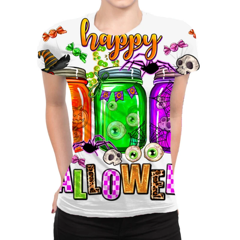 Happy Halloween Jars And Horror All Over Women's T-shirt 3 Happy Halloween Jars And Horror All Over Women's T-shirt