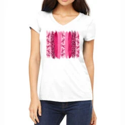 Breast Cancer Brushstrokes Women's V-Neck T-Shirt
