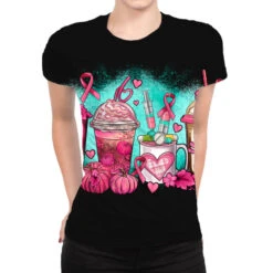 Breast Cancer Coffee Cups All Over Women's T-shirt