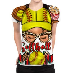 Softball Mom Messy Bun All Over Women's T-shirt