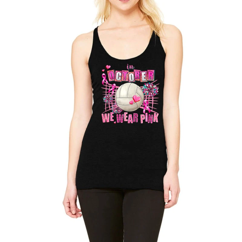 In October We Wear Pink Volleyball Racerback Tank 3 In October We Wear Pink Volleyball Racerback Tank
