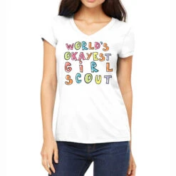World S Okayest Girl Scout Gift Idea Women's V-Neck T-Shirt