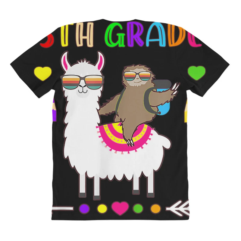 Sloth Llama 5th Grade Squad Teacher Student Back T All Over Women's T-shirt 6 Sloth Llama 5th Grade Squad Teacher Student Back T All Over Women's T-shirt - Image 4