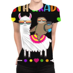 Sloth Llama 5th Grade Squad Teacher Student Back T All Over Women's T-shirt