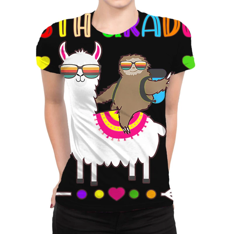 Sloth Llama 5th Grade Squad Teacher Student Back T All Over Women's T-shirt 3 Sloth Llama 5th Grade Squad Teacher Student Back T All Over Women's T-shirt
