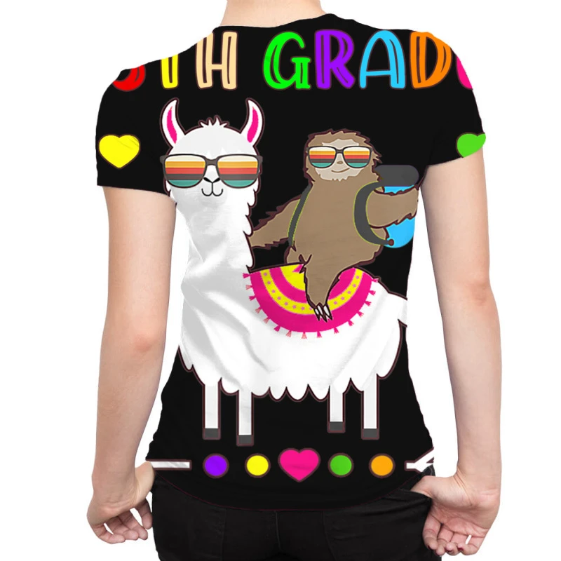 Sloth Llama 5th Grade Squad Teacher Student Back T All Over Women's T-shirt 4 Sloth Llama 5th Grade Squad Teacher Student Back T All Over Women's T-shirt - Image 2