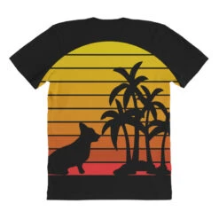 Retro Vintage Corgi Sunset Palm Trees Beach Silhou All Over Women's T-shirt -DIOO Clothing Shop pmd.2527028741.108.25097673.s3.1 front customized1 111111 none x45y48.5 294 800x800 1