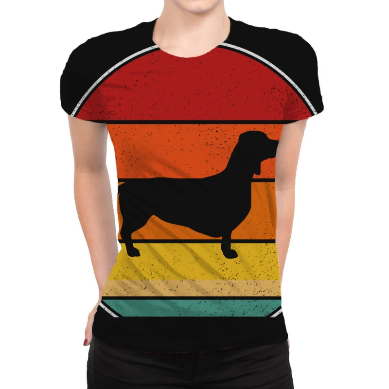 Retro Vintage Doxie Dachshund Dog Weiner Dog Breed All Over Women's T-shirt 3 Retro Vintage Doxie Dachshund Dog Weiner Dog Breed All Over Women's T-shirt