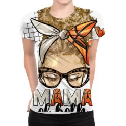 Blonde Messy Bun Mama Of Both Volleyball And Baske All Over Women's T-shirt