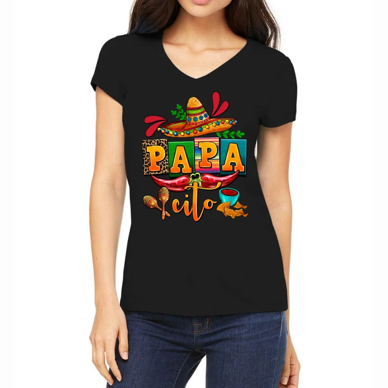Papa Cito Cinco De Mayo Women's V-Neck T-Shirt 3 Papa Cito Cinco De Mayo Women's V-Neck T-Shirt