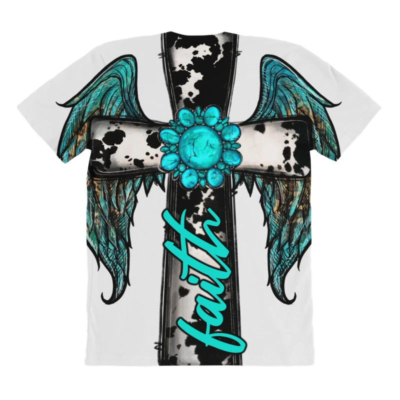 Gemstone Faith Cross Wings All Over Women's T-shirt 6 Gemstone Faith Cross Wings All Over Women's T-shirt - Image 4
