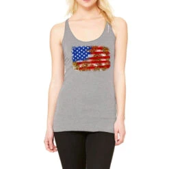 Leopard Glitter American Flag Racerback Tank