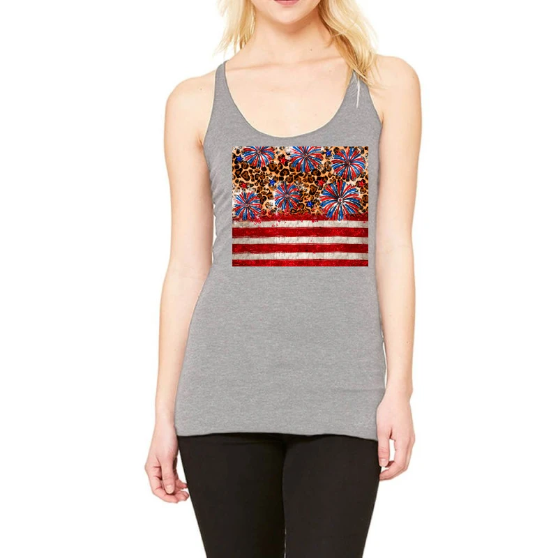 4th Of July USA Flag Leopard Racerback Tank 3 4th Of July USA Flag Leopard Racerback Tank