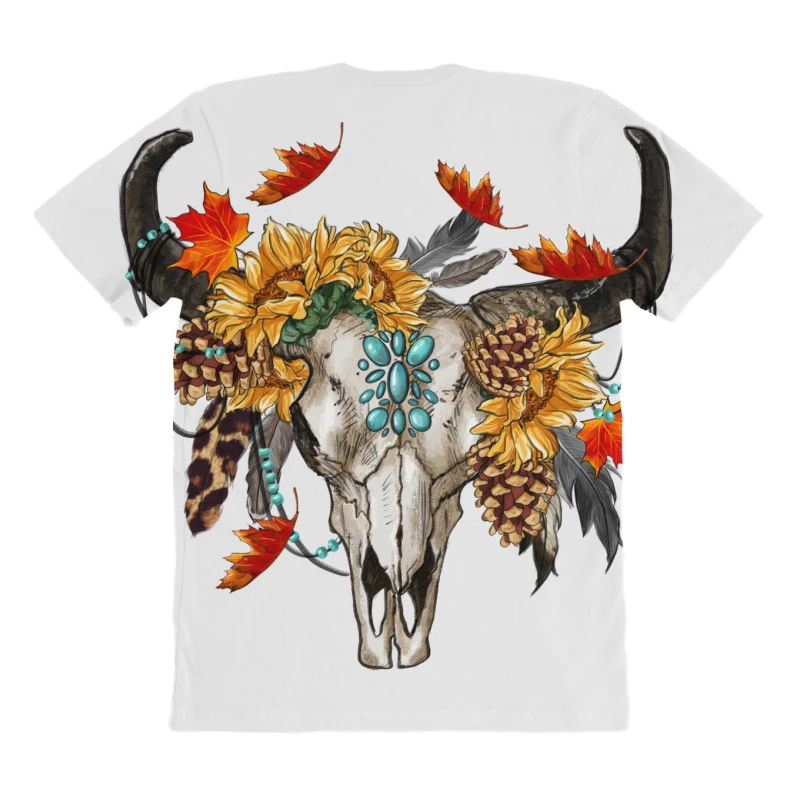 Fall Bull Skull All Over Women's T-shirt 6 Fall Bull Skull All Over Women's T-shirt - Image 4
