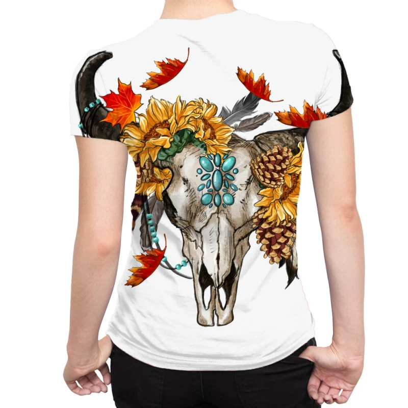 Fall Bull Skull All Over Women's T-shirt 4 Fall Bull Skull All Over Women's T-shirt - Image 2