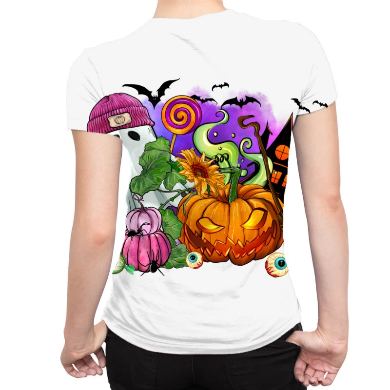 Halloween Ghost And Jack O Lantern All Over Women's T-shirt 4 Halloween Ghost And Jack O Lantern All Over Women's T-shirt - Image 2